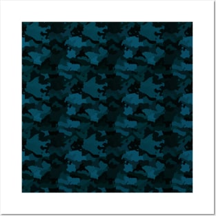 Navy Blue Naval Marine Camo Camouflage Pattern Posters and Art